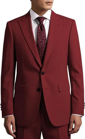 2 Piece Mens Suit Slim Fit Mens Wedding Suits Peak Lapel 2 Button Lightweight Suits for Men Groom Formal