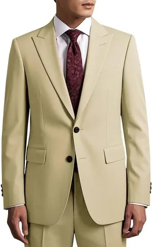 2 Piece Mens Suit Slim Fit Mens Wedding Suits Peak Lapel 2 Button Lightweight Suits for Men Groom Formal
