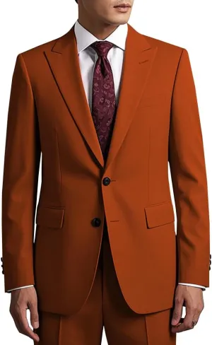 2 Piece Mens Suit Slim Fit Mens Wedding Suits Peak Lapel 2 Button Lightweight Suits for Men Groom Formal