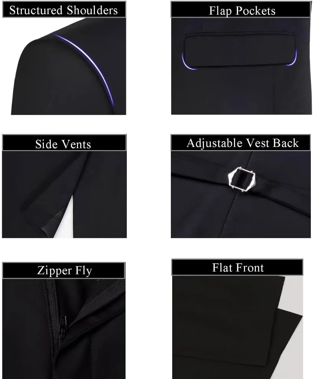 2 Piece Mens Suit Slim Fit Mens Wedding Suits Peak Lapel 2 Button Lightweight Suits for Men Groom Formal