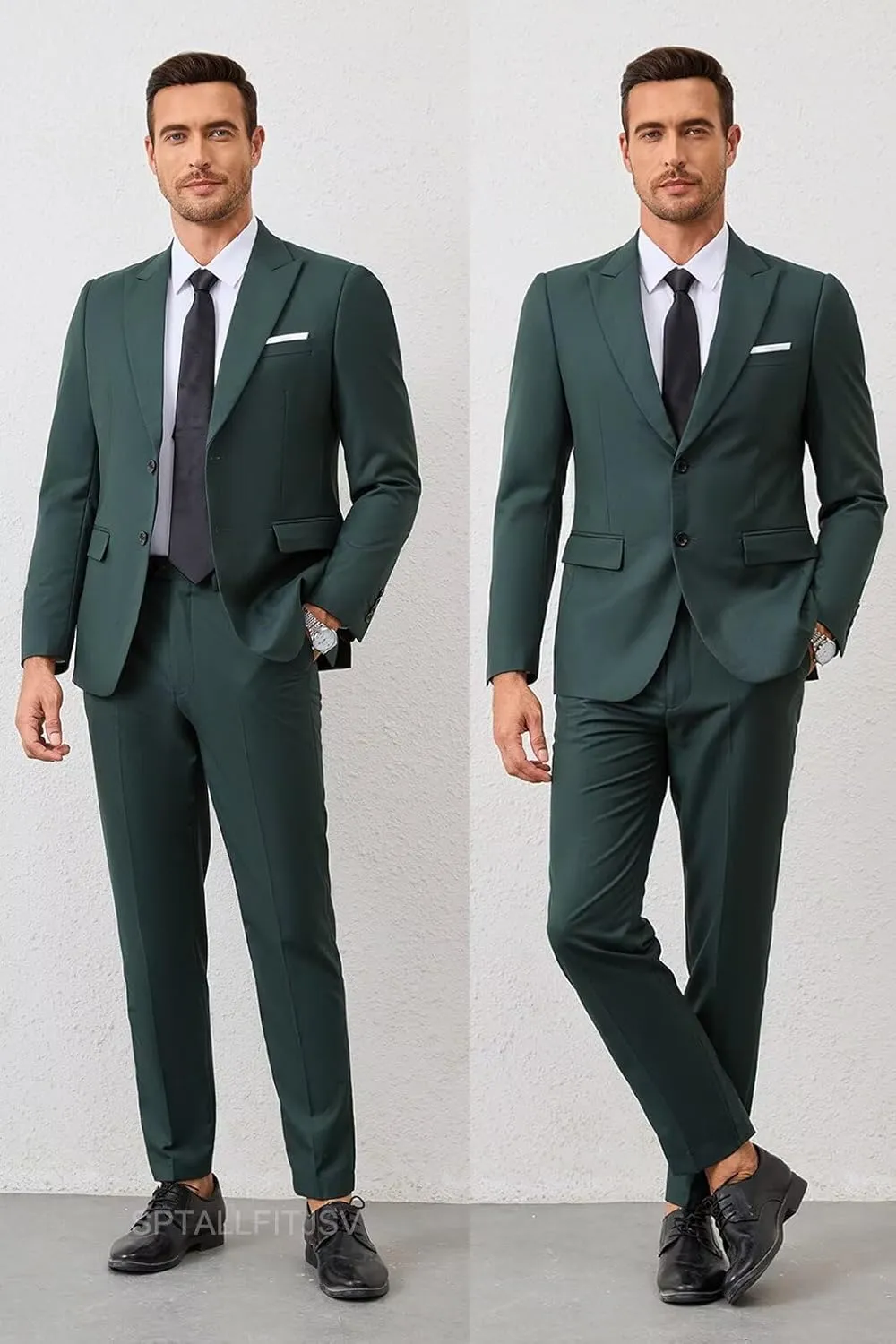 2 Piece Mens Suit Slim Fit Mens Wedding Suits Peak Lapel 2 Button Lightweight Suits for Men Groom Formal