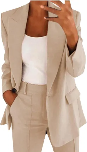 2025 Hot Blazer Suit Jacekt for Women Casual Open Front Notched V-Neck Semi-Formal Blazers Office Outwear