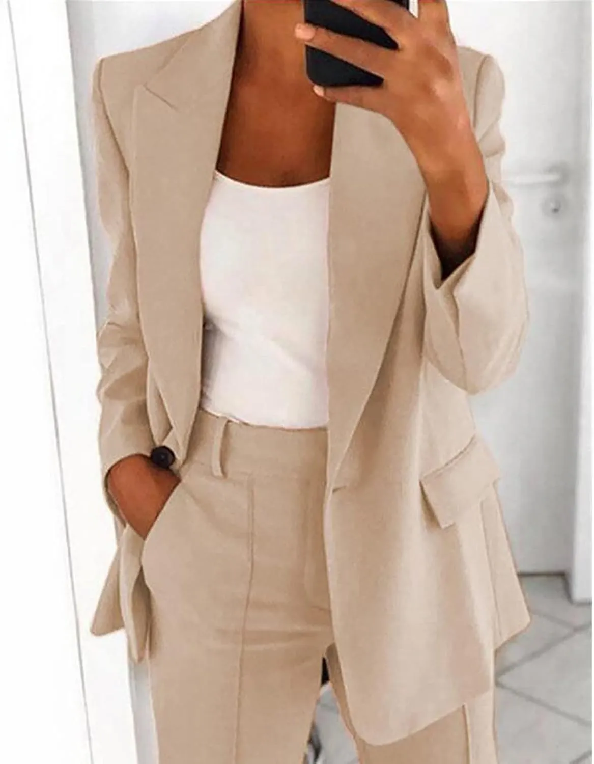 2025 Hot Blazer Suit Jacekt for Women Casual Open Front Notched V-Neck Semi-Formal Blazers Office Outwear