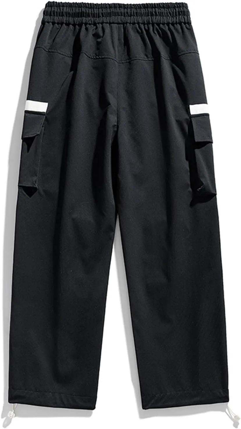 2025 Mens Wild Cargo Pants, Casual Combat Trousers Drawstring Elastic Waist Sweatpants Tactical Trouser Patchwork