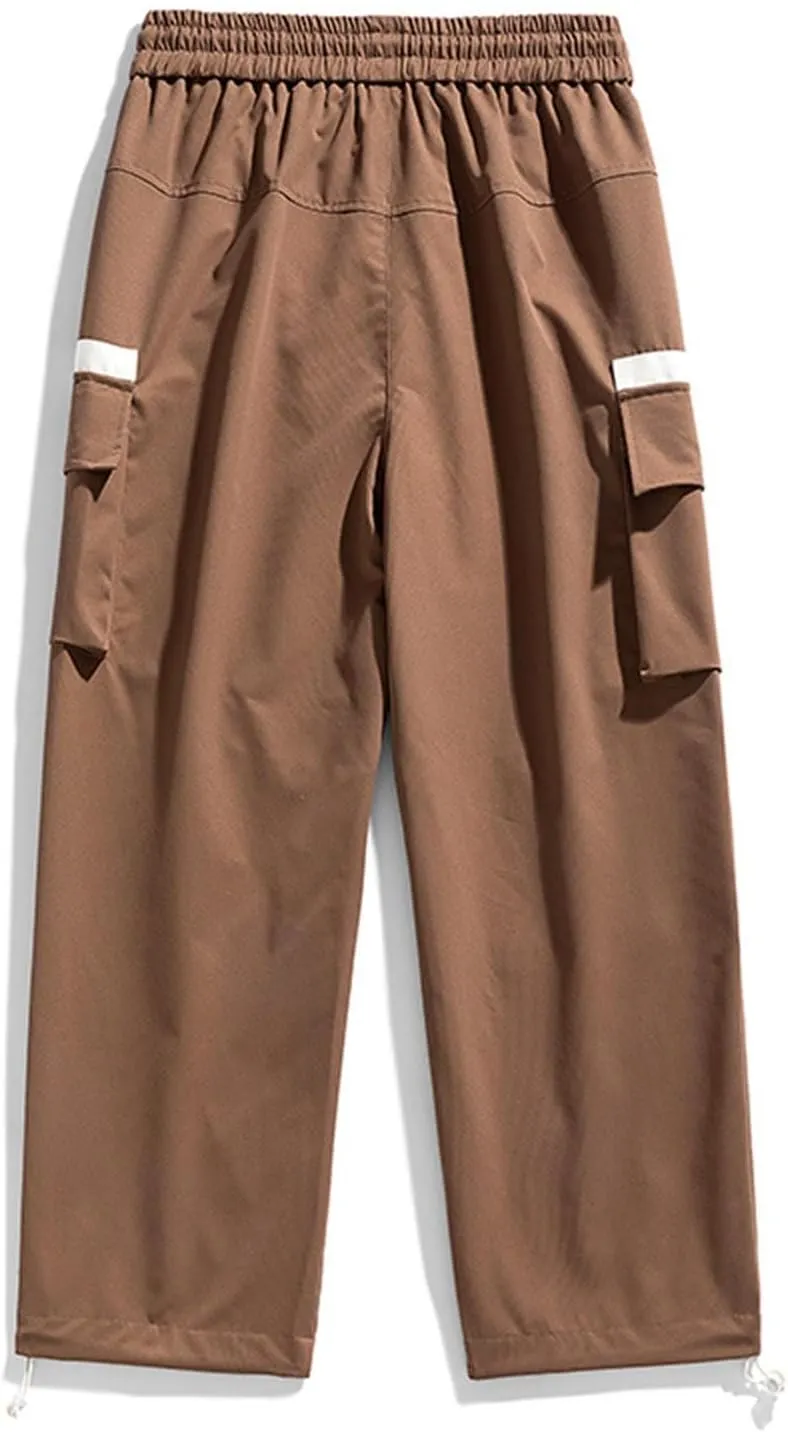 2025 Mens Wild Cargo Pants, Casual Combat Trousers Drawstring Elastic Waist Sweatpants Tactical Trouser Patchwork