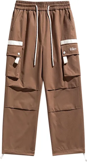 2025 Mens Wild Cargo Pants, Casual Combat Trousers Drawstring Elastic Waist Sweatpants Tactical Trouser Patchwork