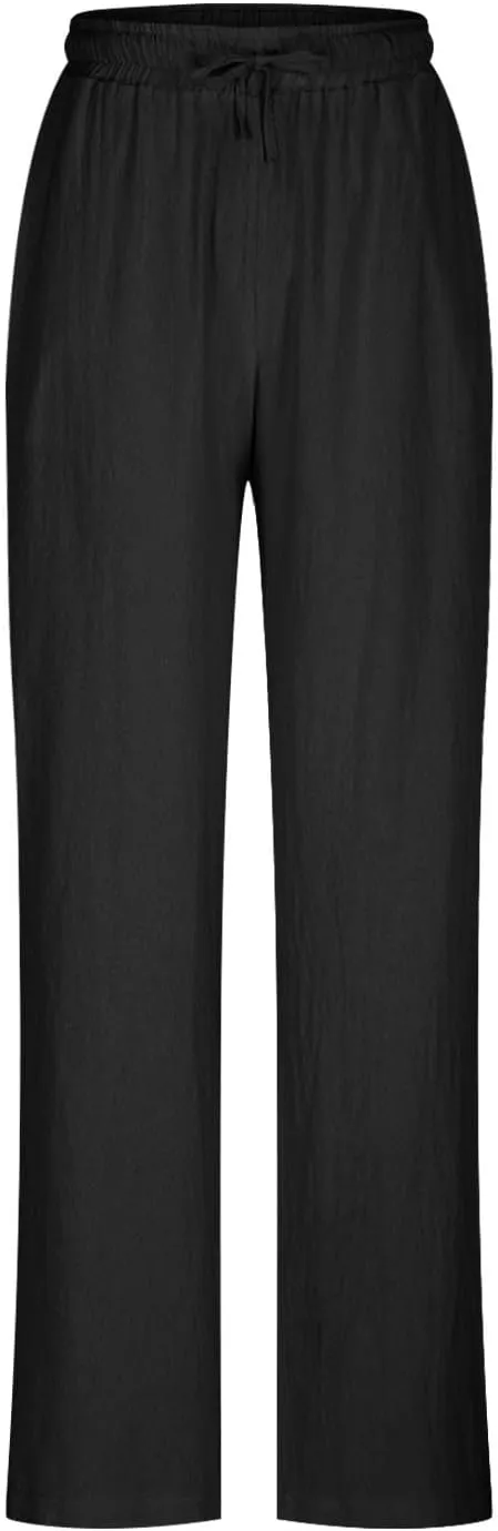 2025 Women Striped Wide Leg Pant Casual Drawstring Waist Pant Baggy Contrast Lounge Sleepwear Straight Leg Trouser