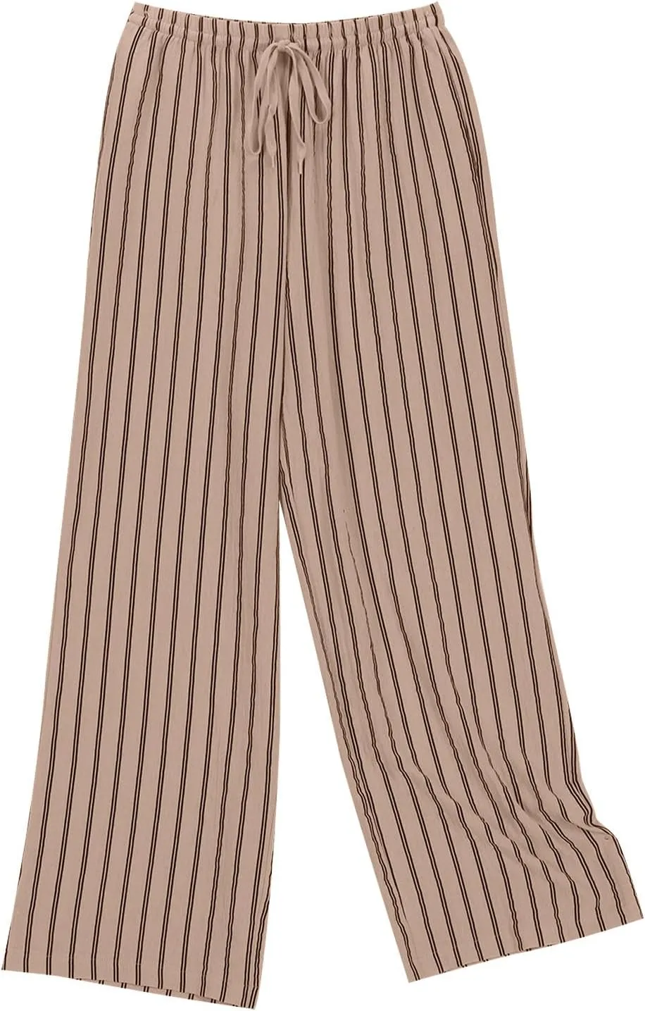 2025 Women Striped Wide Leg Pant Casual Drawstring Waist Pant Baggy Contrast Lounge Sleepwear Straight Leg Trouser