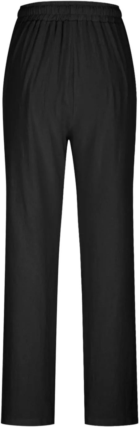2025 Women Striped Wide Leg Pant Casual Drawstring Waist Pant Baggy Contrast Lounge Sleepwear Straight Leg Trouser