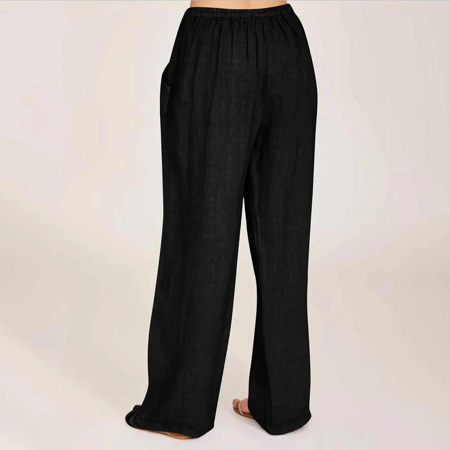 2025 Women Striped Wide Leg Pant Casual Drawstring Waist Pant Baggy Contrast Lounge Sleepwear Straight Leg Trouser
