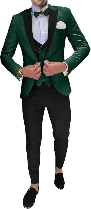 3 Piece Men's Suits Jacquard Set One Button Blazer Jacket Vest Pants Men Suits Slim Fit Wedding Tuxedo