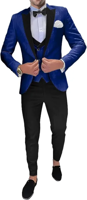 3 Piece Men's Suits Jacquard Set One Button Blazer Jacket Vest Pants Men Suits Slim Fit Wedding Tuxedo
