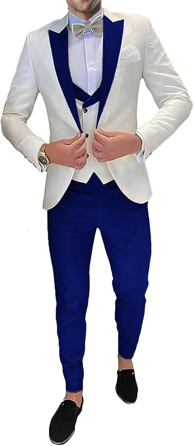 3 Piece Men's Suits Set One Button Blazer Jacket Vest Pants Men Suits Slim Fit Wedding Tuxedo Men Suit