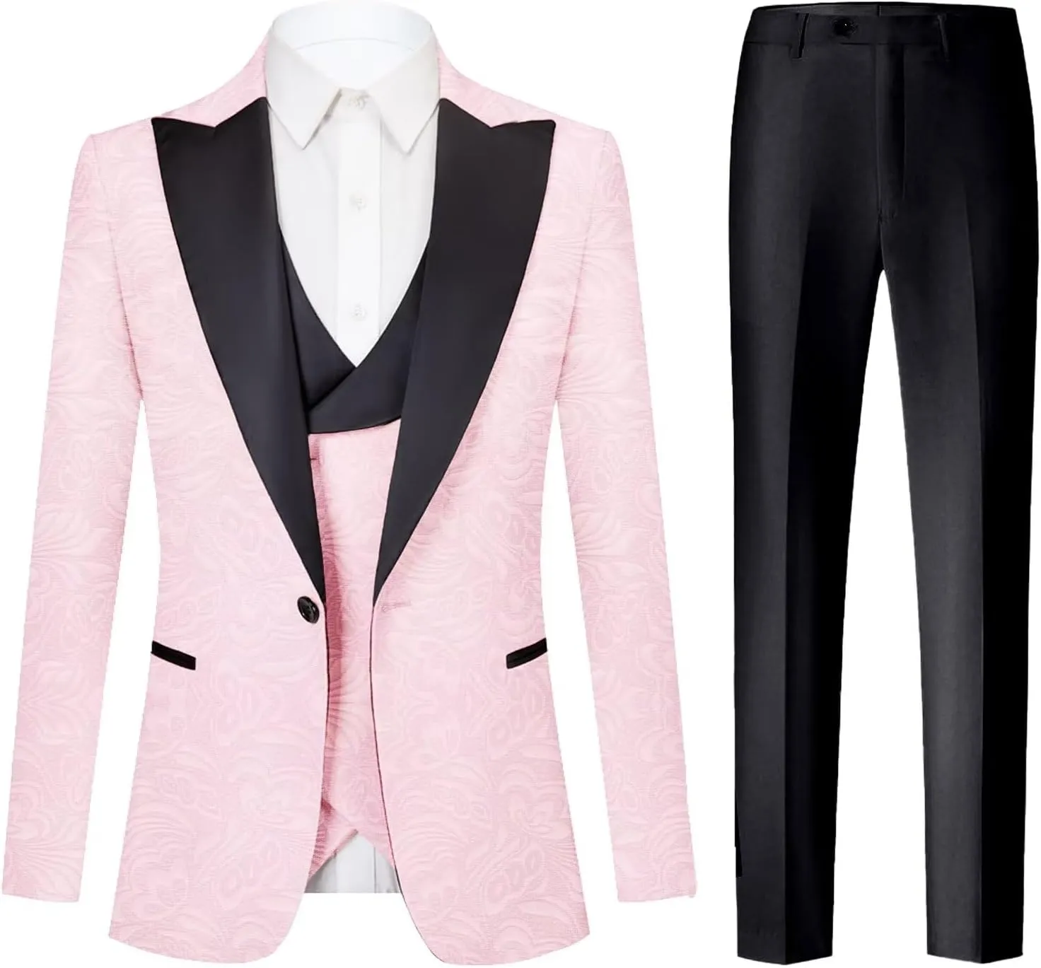 3 Piece Men's Suits Set One Button Blazer Jacket Vest Pants Men Suits Slim Fit Wedding Tuxedo Men Suit