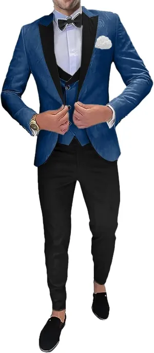 3 Piece Men's Suits Set One Button Blazer Jacket Vest Pants Men Suits Slim Fit Wedding Tuxedo Men Suit
