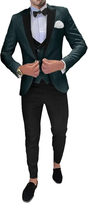 3 Piece Men's Suits Set One Button Blazer Jacket Vest Pants Men Suits Slim Fit Wedding Tuxedo Men Suit