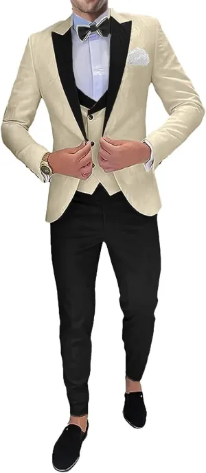 3 Piece Men's Suits Set One Button Blazer Jacket Vest Pants Men Suits Slim Fit Wedding Tuxedo Men Suit