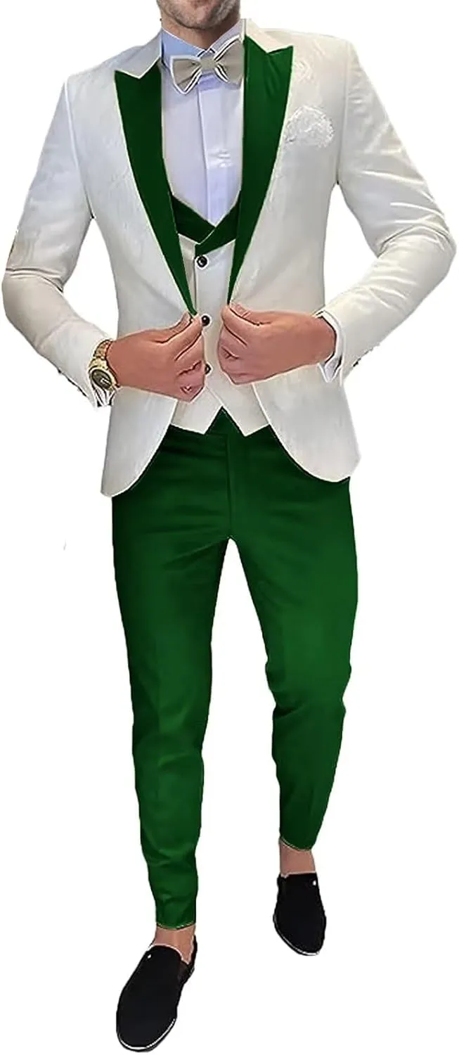 3 Piece Men's Suits Set One Button Blazer Jacket Vest Pants Men Suits Slim Fit Wedding Tuxedo Men Suit