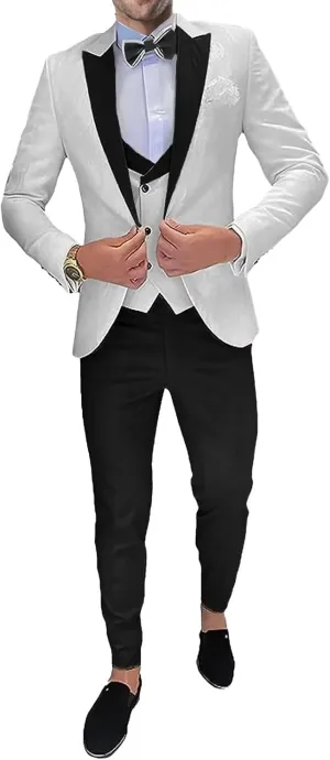 3 Piece Men's Suits Set One Button Blazer Jacket Vest Pants Men Suits Slim Fit Wedding Tuxedo Men Suit