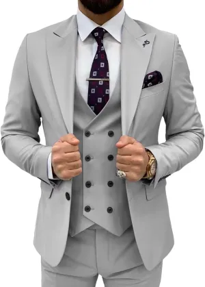 3 Piece Suit Men Slim Fit Double Breasted Suit for Men Wedding Suits Classic One Button Formal Prom Dinner Tuxedo
