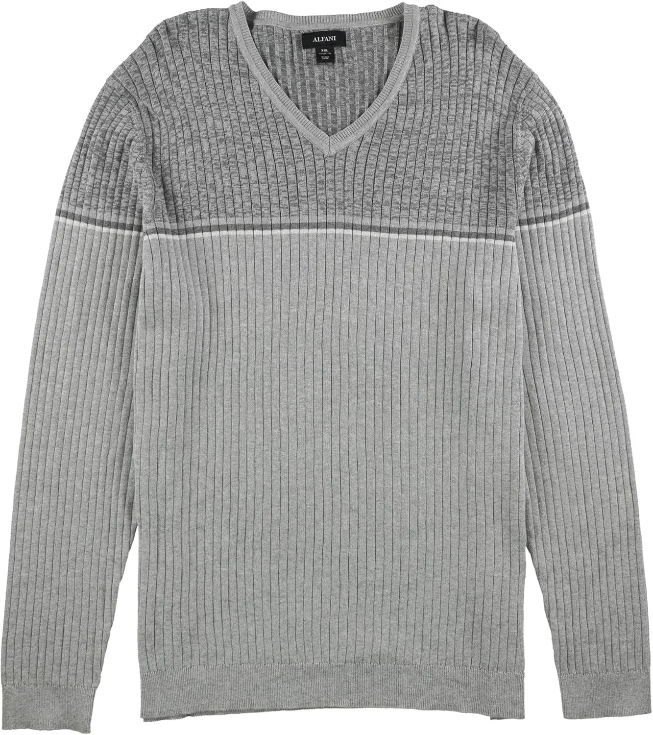 Alfani Mens Textured Stripe Pullover Sweater, Grey, XX-Large