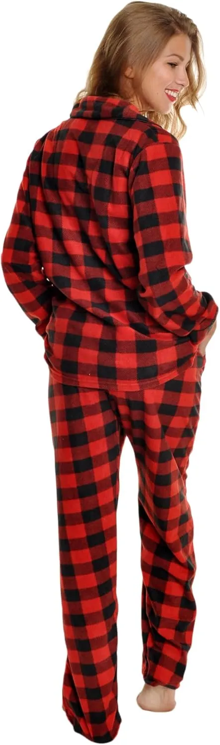Angelina Women's Pajama Set Cozy Fleece with Notch Collar and Pockets