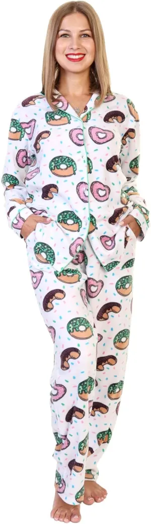 Angelina Women's Pajama Set Cozy Fleece with Notch Collar and Pockets