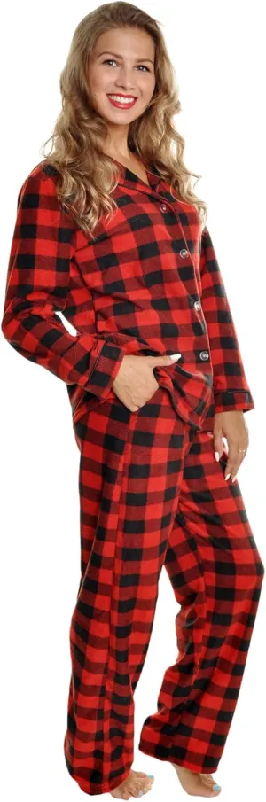 Angelina Women's Pajama Set Cozy Fleece with Notch Collar and Pockets