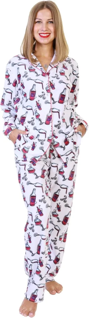 Angelina Women's Pajama Set Cozy Fleece with Notch Collar and Pockets
