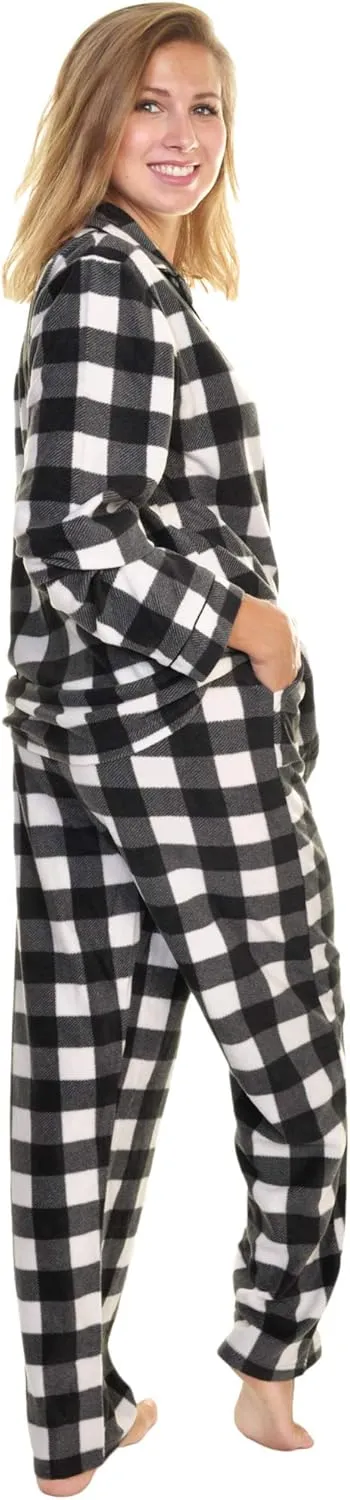 Angelina Women's Pajama Set Cozy Fleece with Notch Collar and Pockets