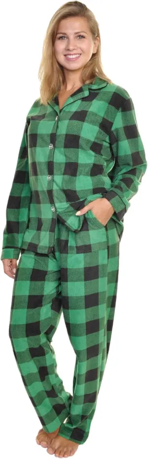 Angelina Women's Pajama Set Cozy Fleece with Notch Collar and Pockets