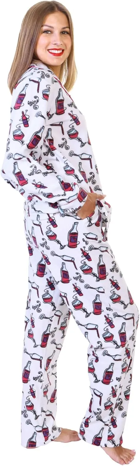Angelina Women's Pajama Set Cozy Fleece with Notch Collar and Pockets