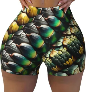 Augenstern Women's Athletic Stretch Shorts Snake-Scales Running Shorts for Women