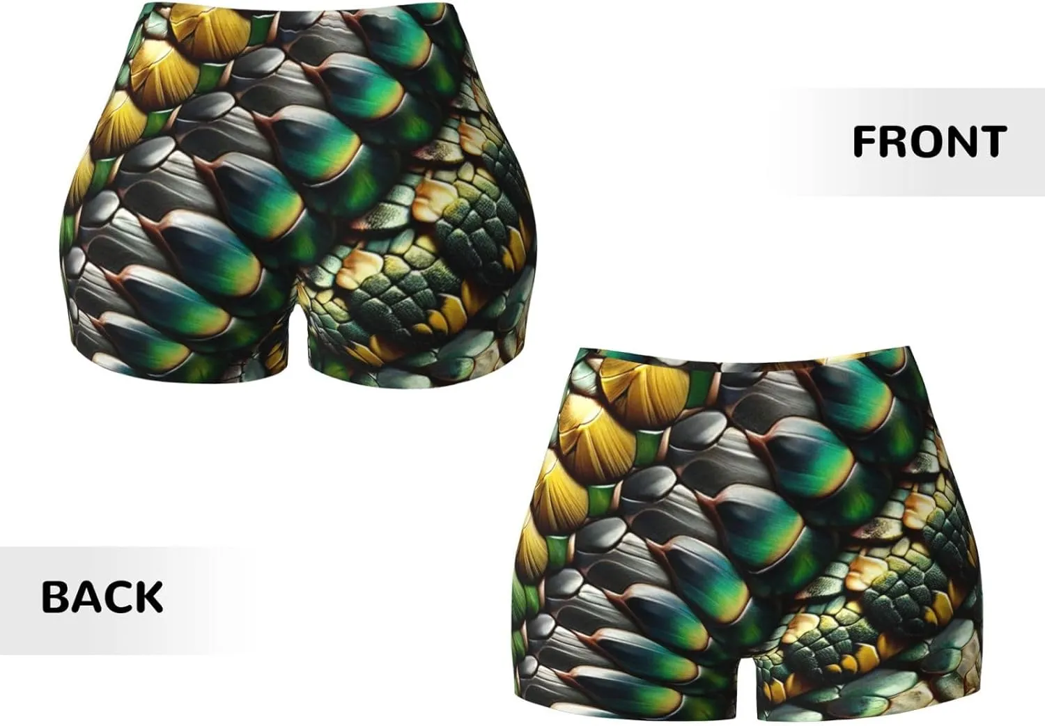 Augenstern Women's Athletic Stretch Shorts Snake-Scales Running Shorts for Women