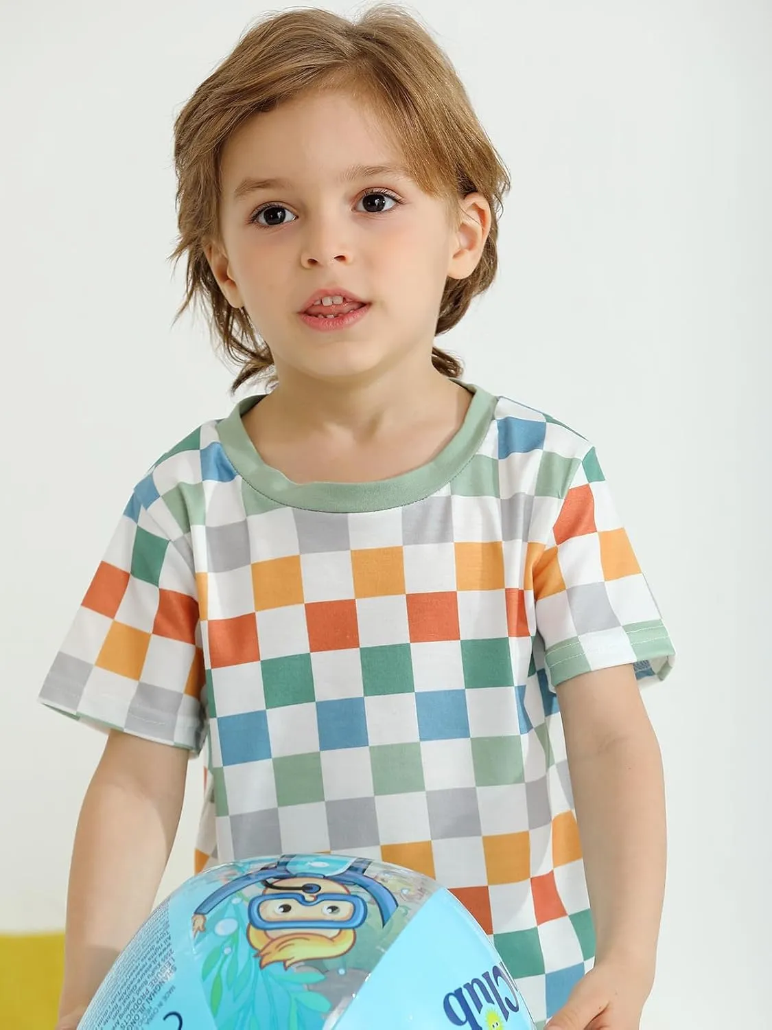 Baby Toddler Boys Shorts Set Summer Clothes Patchwork Checkerboard Outfits 18-24 Months 1T 2T 3T 4T 5-6 Years