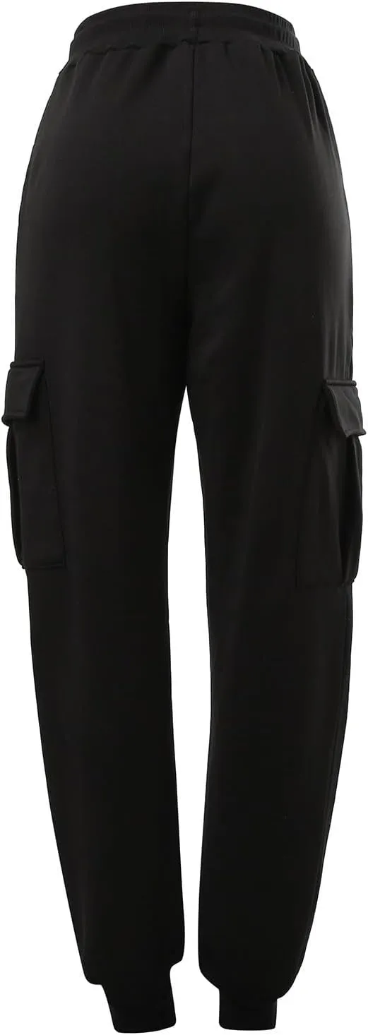 Baggy Sweatpants for Women Ladies Solid Color Drawstring Elastic Elastic High Waisted Drawstring Pants with Pockets