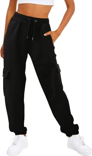 Baggy Sweatpants for Women Ladies Solid Color Drawstring Elastic Elastic High Waisted Drawstring Pants with Pockets
