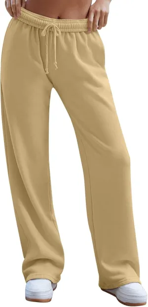 Baggy Wide Leg Sweatpants for Women Low Ries Drawstring Joggers Comfy Lounge Pants Gym Athletic Pants with Pockets