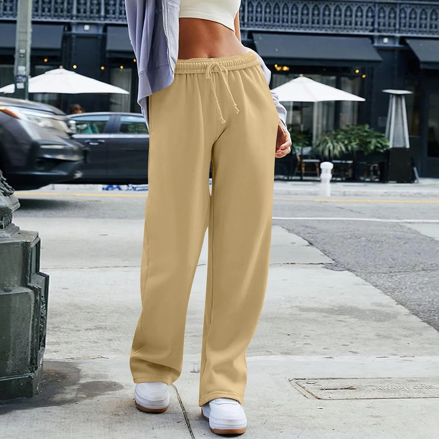 Baggy Wide Leg Sweatpants for Women Low Ries Drawstring Joggers Comfy Lounge Pants Gym Athletic Pants with Pockets