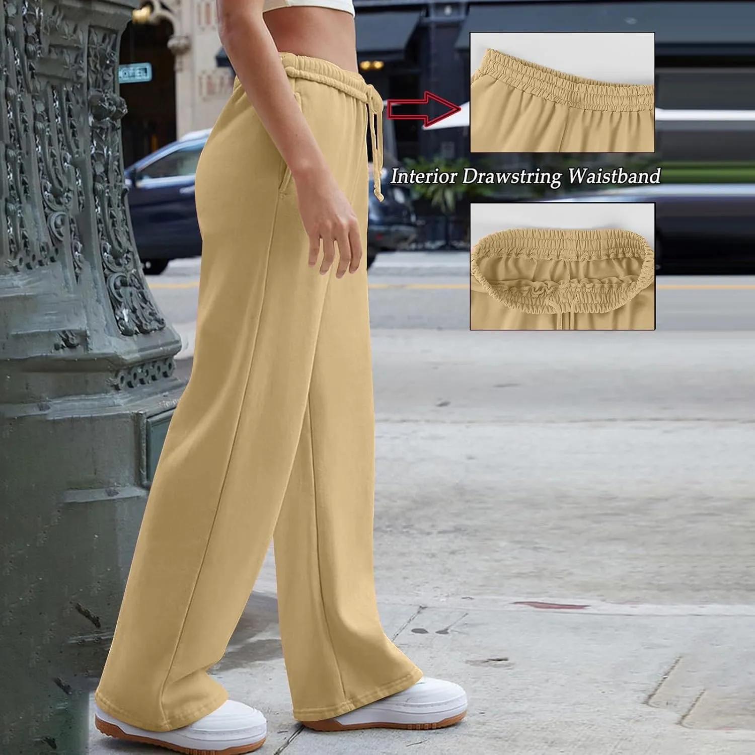 Baggy Wide Leg Sweatpants for Women Low Ries Drawstring Joggers Comfy Lounge Pants Gym Athletic Pants with Pockets