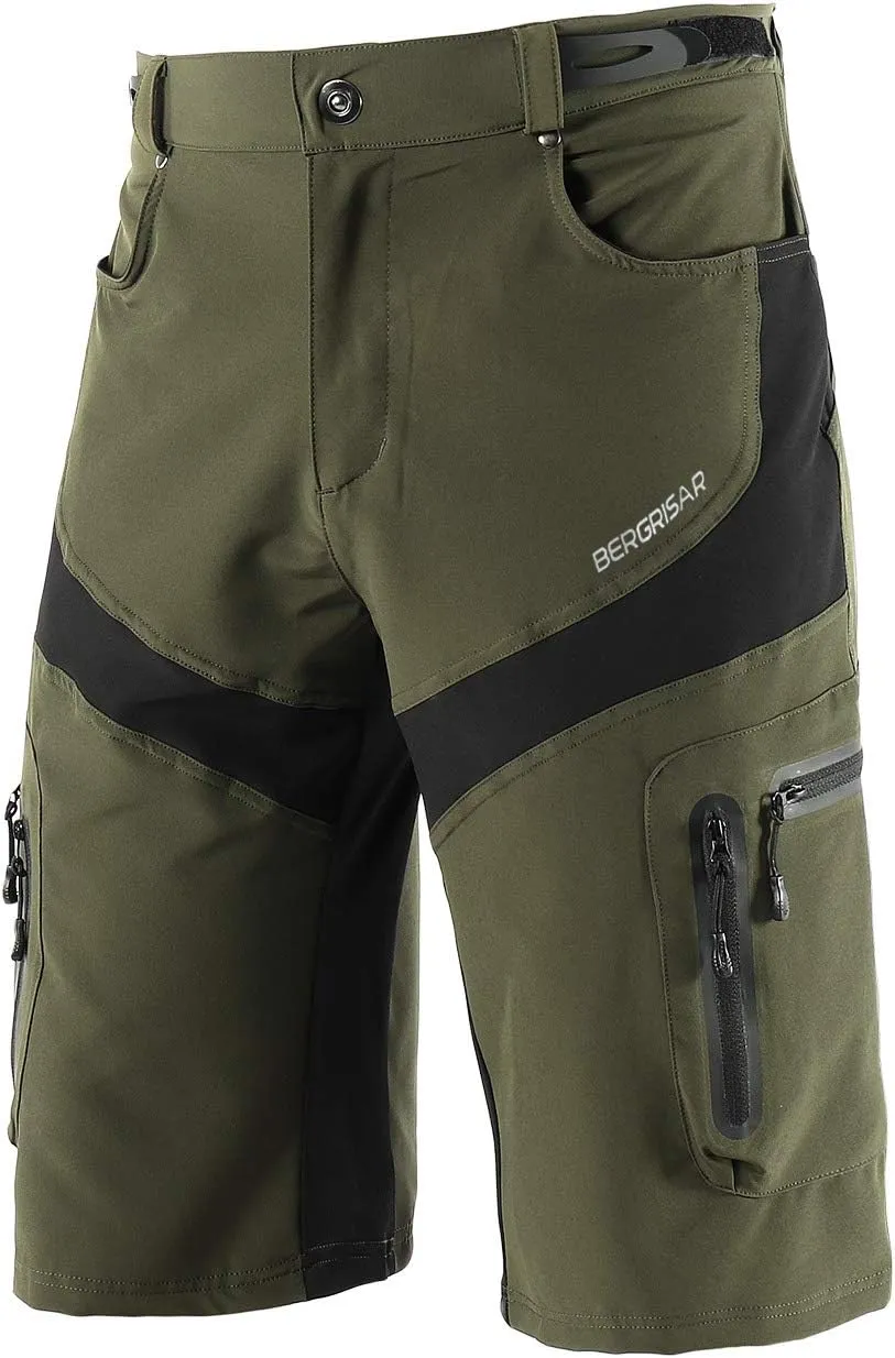 BERGRISAR Men's Cycling Shorts Loose Fit Mountain Bike Shorts with 6 Pockets