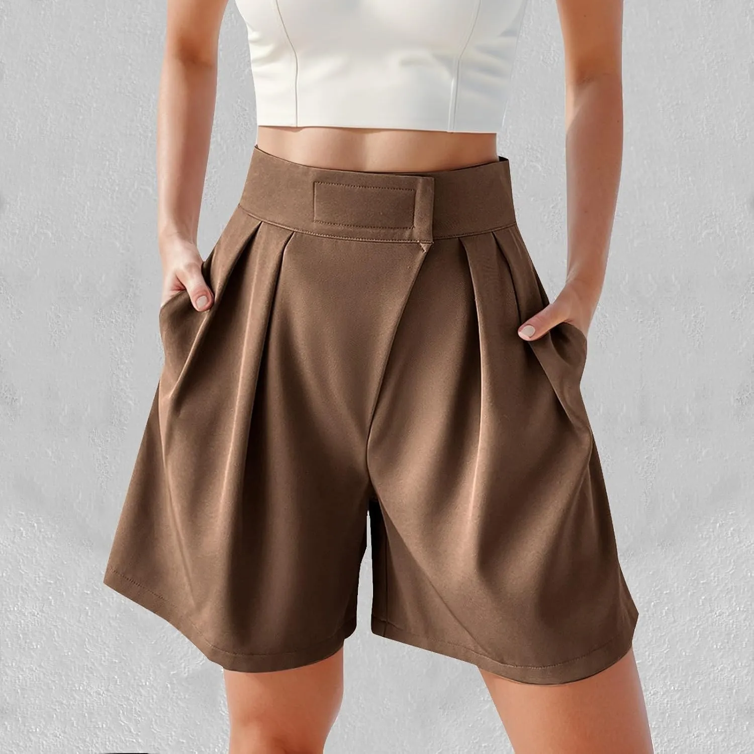 Bermuda Wide Leg Shorts Casual Summer Loose Fit Elastic High Waisted Shorts Comfy Lightweight Lounge Shorts