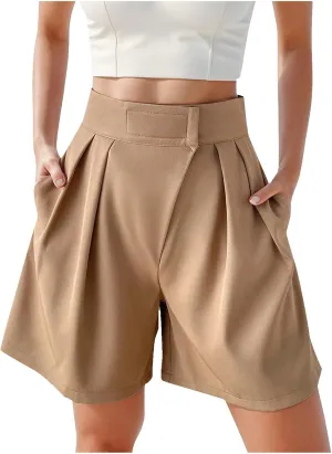 Bermuda Wide Leg Shorts Casual Summer Loose Fit Elastic High Waisted Shorts Comfy Lightweight Lounge Shorts