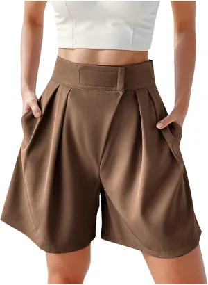 Bermuda Wide Leg Shorts Casual Summer Loose Fit Elastic High Waisted Shorts Comfy Lightweight Lounge Shorts