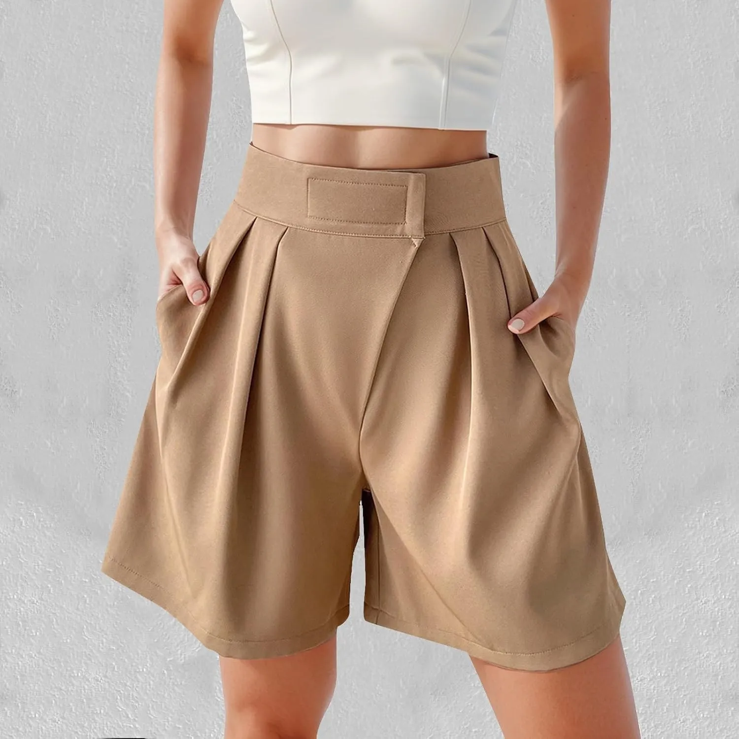 Bermuda Wide Leg Shorts Casual Summer Loose Fit Elastic High Waisted Shorts Comfy Lightweight Lounge Shorts