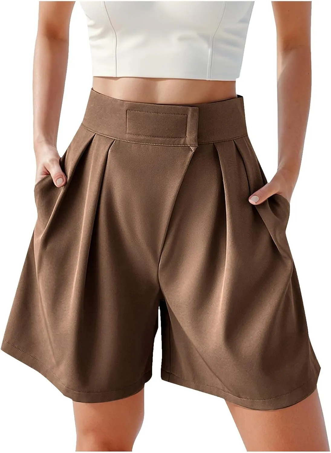 Bermuda Wide Leg Shorts Casual Summer Loose Fit Elastic High Waisted Shorts Comfy Lightweight Lounge Shorts