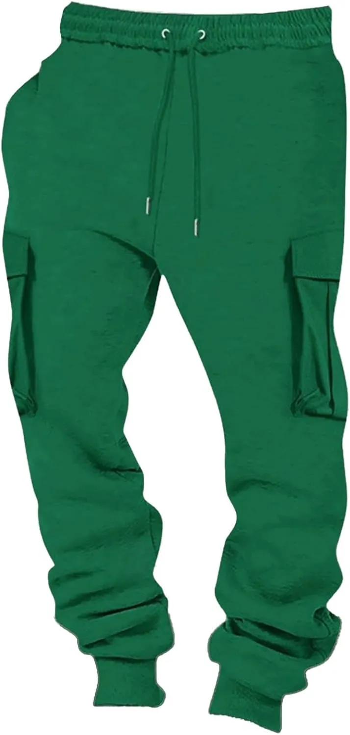 BIFUTON Cargo Joggers Men,Baggy Sweatpants Men Cotton Elastic Waist Drawstring Running Pants Warm Workout Pants with Pockets