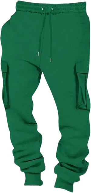 BIFUTON Cargo Joggers Men,Baggy Sweatpants Men Cotton Elastic Waist Drawstring Running Pants Warm Workout Pants with Pockets