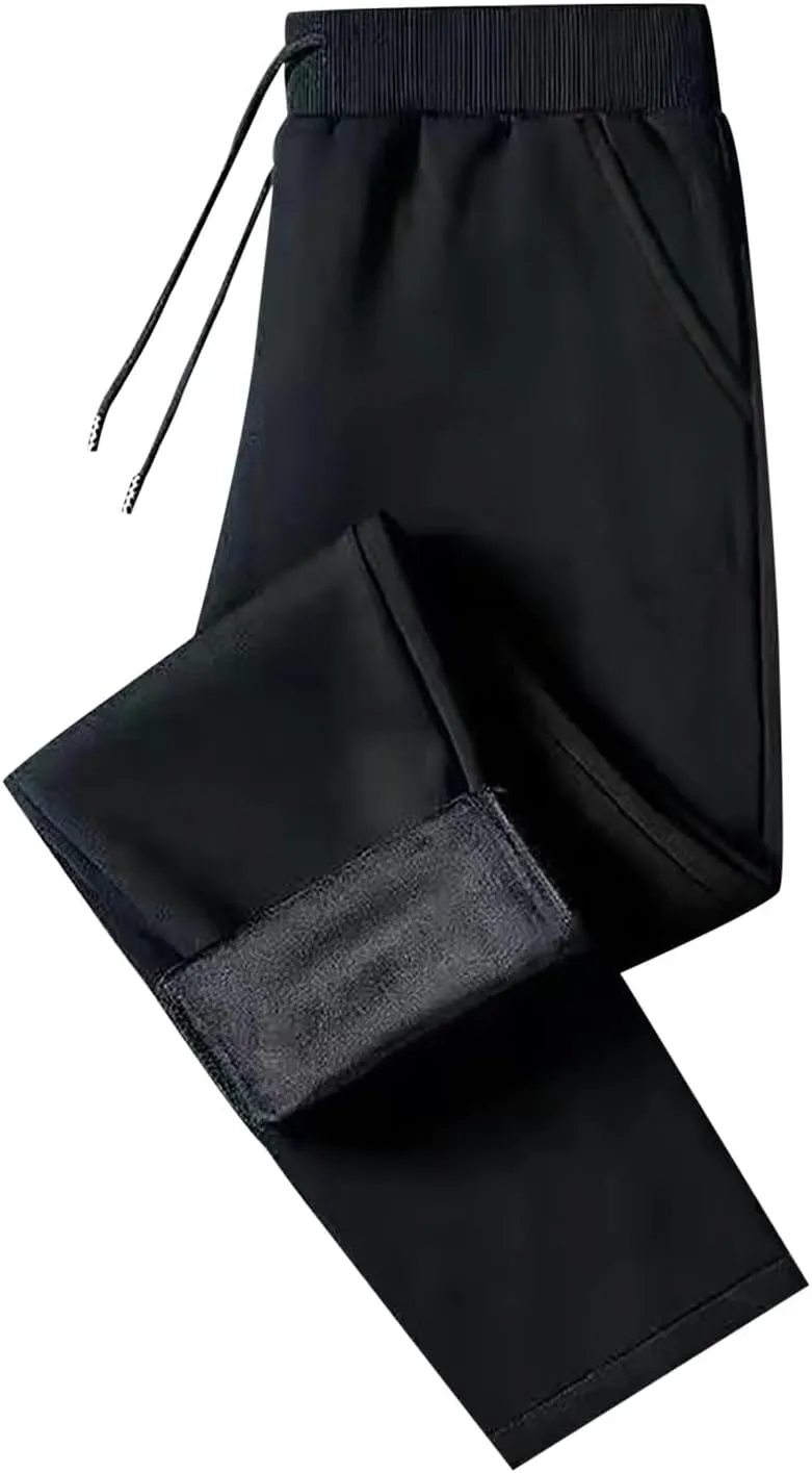 BIFUTON Fleece Lined Pants Men,Men's Warm Fleece Pants Sherpa Lined Sweatpants Winter Running Joggers Pants Hiking Trousers