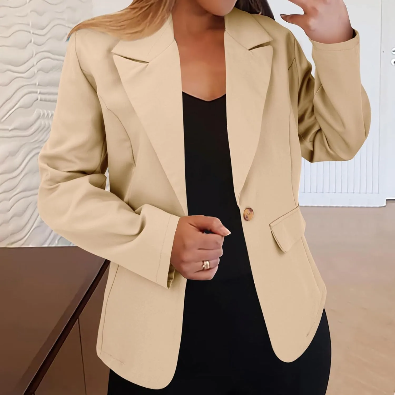 Blazers for Women 2025 Business Casual Lightweight Suit Jackets Long Sleeve Slim Fit One Button Office Blazers